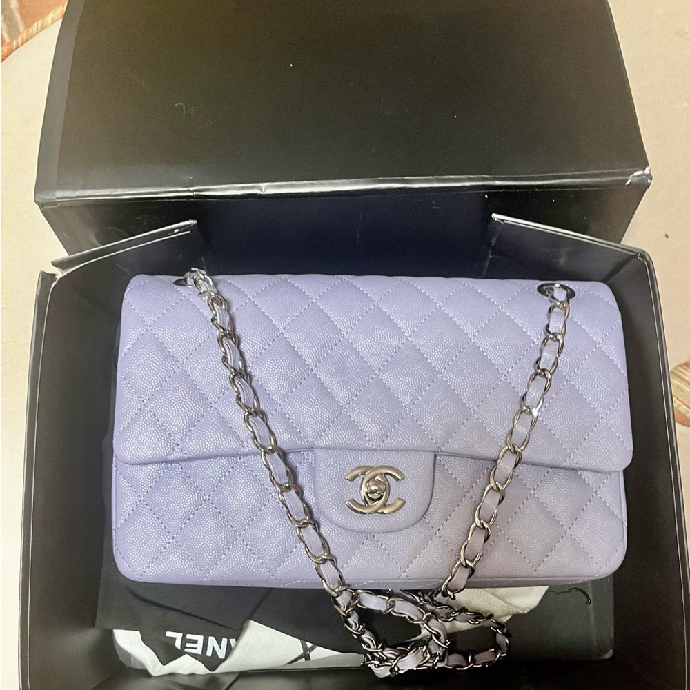 AUTHENTIC Chanel Purple Quilted Shoulder Bag